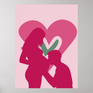 Elegante zwangere vrouw silhouet kinderkamer muurk poster