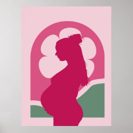 Elegante zwangere vrouw Silhouette kinderkamer muu Poster