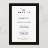 Elegante zwart en goud bruiloft details informatiekaartje (Voorkant)
