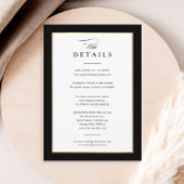 Elegante zwart en goud bruiloft details informatiekaartje