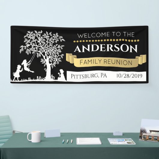 Elegante zwart en goud gepersonaliseerde familiere spandoek (Beurs)