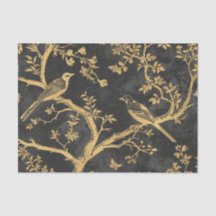 Elegante zwart en goud vogels decoupage