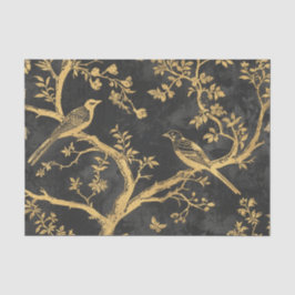 Elegante zwart en goud vogels decoupage tissuepapier