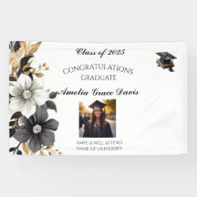 Elegante zwart en gouden Afstuderen banner