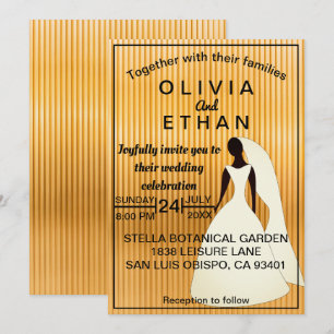 Elegante zwart en gouden bruid moderne bruiloft kaart