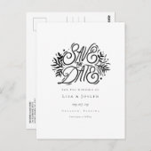 Elegante Zwart en Wit Calligrafie Save the Date Briefkaart (Voorkant / Achterkant)