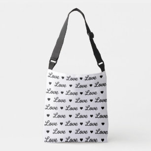 Elegante Zwart en Witte Liefde Crossbody Tas