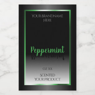 Elegante Zwart en Witte Productlabels Groene Rand Voedselcontainer Etiket