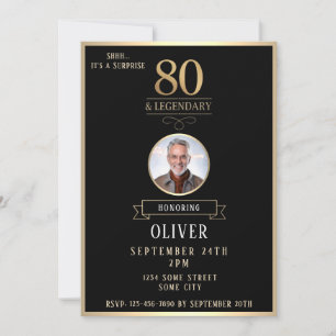 Elegante Zwart & Goud 80ste & Legendarische Verjaa Kaart