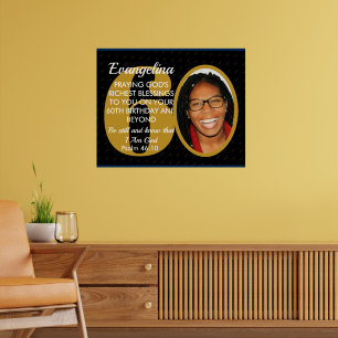 Elegante Zwart Goud Aangepaste Tekst Foto 60e Verj Poster