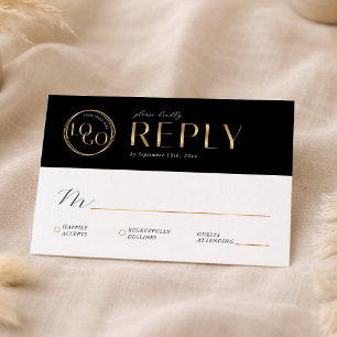 Elegante Zwart & Goud Bedrijfslogo Zakelijke Evene RSVP Kaartje