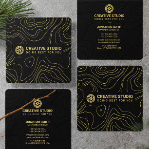 Elegante Zwart & Goud Fotograaf Creatieve Studio Vierkante Visitekaartje