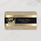 Elegante zwart goud gestreepte glitter reiniging visitekaartje (Voorkant)