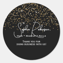 Elegante Zwart & Goud Glitter Bedankt Sticker