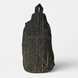 Elegante Zwart Goud Hout Graan Sling Bag