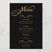Elegante zwart goud kalligrafie script bruiloft menu (Voorkant)