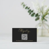 Elegante Zwart Goud QR Code Trouwregister Informatiekaartje (Staand voorkant)