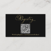 Elegante Zwart Goud QR Code Trouwregister Informatiekaartje (Voorkant)