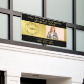 Elegante Zwart & Goud Spandoek (Buitenkant Gebouw)