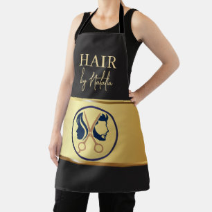 Elegante Zwart & Goud Unisex Kapsalon Typografie Schort