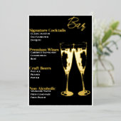 Elegante zwart goud-verijdelde cocktail party bar  folie feestdagenkaart (Staand Voorkant)