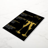 Elegante zwart goud-verijdelde cocktail party bar  folie feestdagenkaart (Gedraaid)