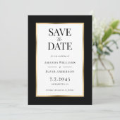 Elegante zwart-gouden bruiloft Save The Date Kaart (Staand voorkant)