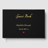 Elegante Zwart Gouden Bruiloften Jubileum Keepsake Gastenboek (Voorkant)