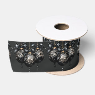 Elegante zwart gouden bubbels luxe kerst lint