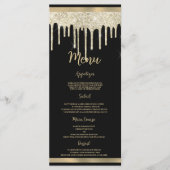 Elegante zwart gouden glitter druppels Bruiloft Me Programma (Voorkant)