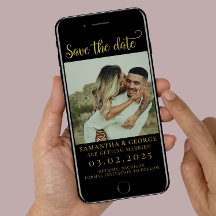 Elegante zwart-gouden kalligrafie Save the Date