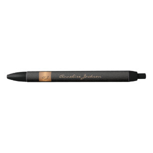 Elegante zwart gouden naam script kantoor met mono zwarte inkt pen