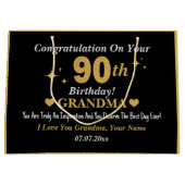 Elegante zwart & gouden sterren 90e verjaardag oma groot cadeauzakje (Voorkant)