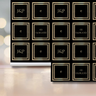 Elegante zwart gouden tekstnamen bruiloft decorati behang