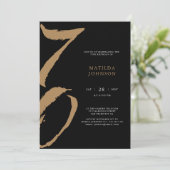 Elegante zwart-gouden typografie 70ste verjaardag kaart (Staand voorkant)