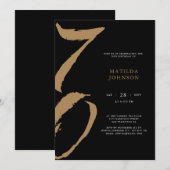 Elegante zwart-gouden typografie 70ste verjaardag kaart (Voorkant / Achterkant)