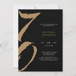 Elegante zwart-gouden typografie 70ste verjaardag kaart