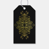 Elegante zwart gouden wervelingen dank u cadeaulabel (Achterkant)