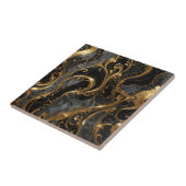 Elegante zwart-gouden wervelingen met marmeren acc tegeltje (Zijkant)