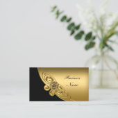 Elegante Zwart Gouden Zakelijke Visitekaart Visitekaartje (Staand voorkant)