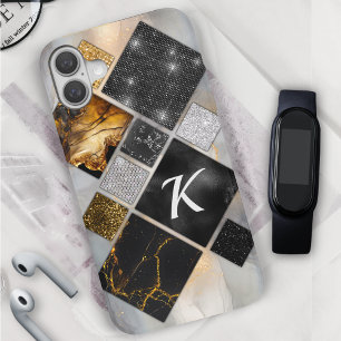 Elegante zwart gouden zilveren geometrische Hoesje