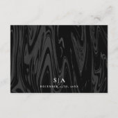 Elegante zwart marmer bruiloft informatie informatiekaartje (Achterkant)