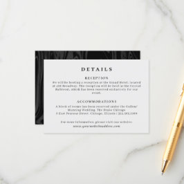 Elegante zwart marmer bruiloft informatie informatiekaartje