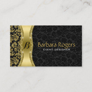 Elegante zwart & Metallic gouden  damast Visitekaartje