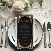 Elegante zwart roze Antiek bruiloft Menu