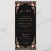 Elegante zwart roze Antiek bruiloft Menu (Voorkant)