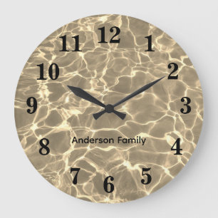 Elegante zwart vet nummers oceaan foto gepersonali grote klok