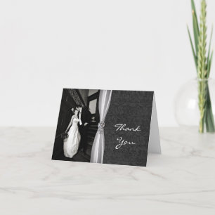 Elegante Zwart & Wit Aangepaste Foto Bedankkaart
