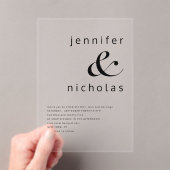 Elegante zwart-wit Ampersand bruiloft Acryl Uitnodigingen (Insitu (Draagbaar))