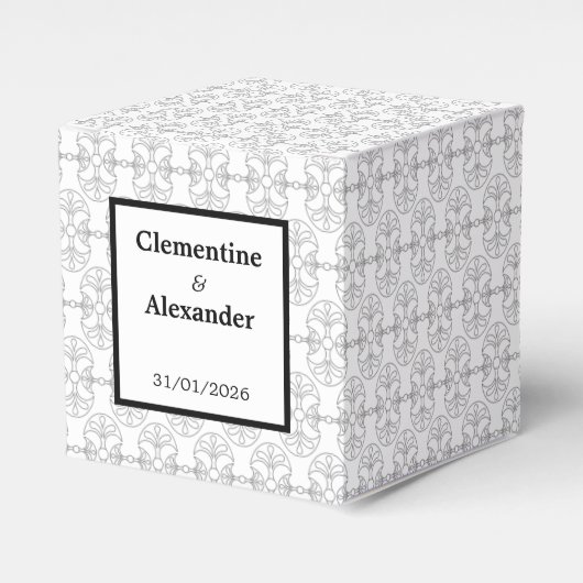 Elegante zwart-wit Art Deco-stijl Bedankdoosjes (Voorkant Zijde)